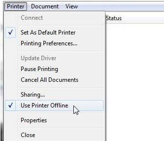 Deactivate the Use Printer Offline feature